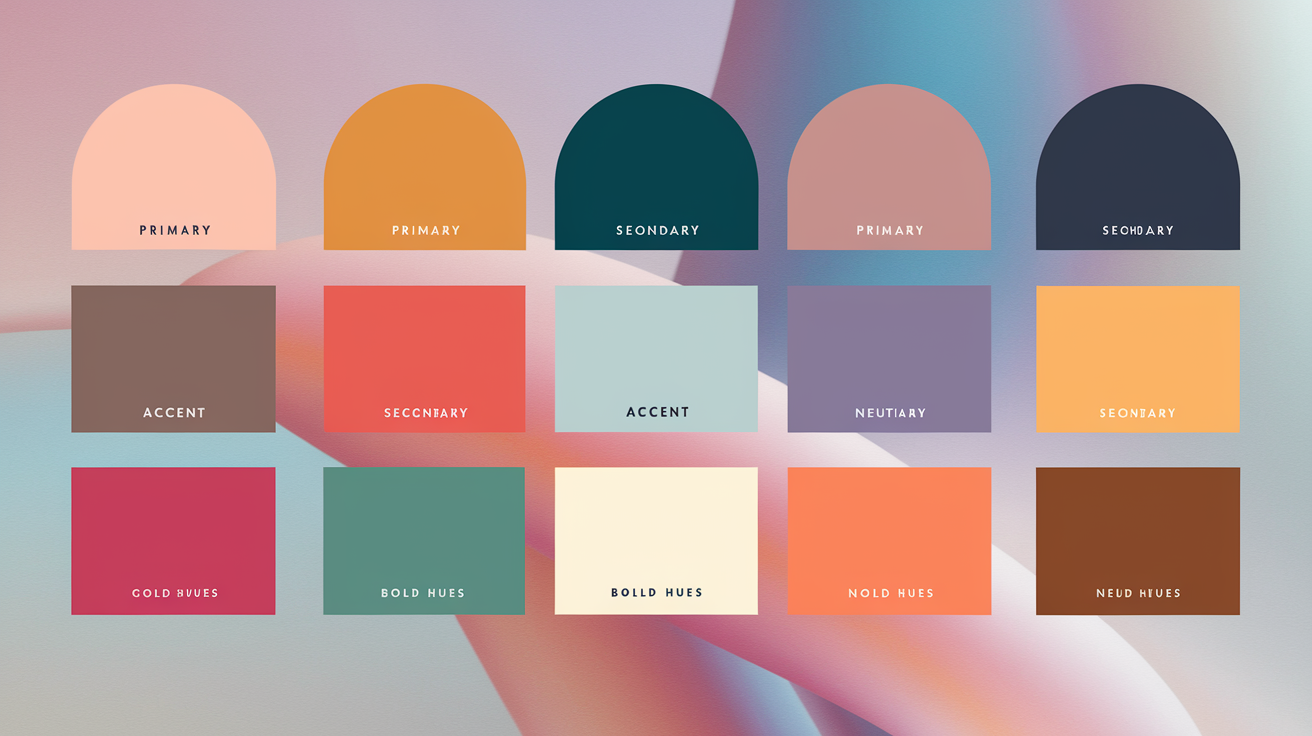 Examples of well-balanced 10-color palettes for different design applications and moods