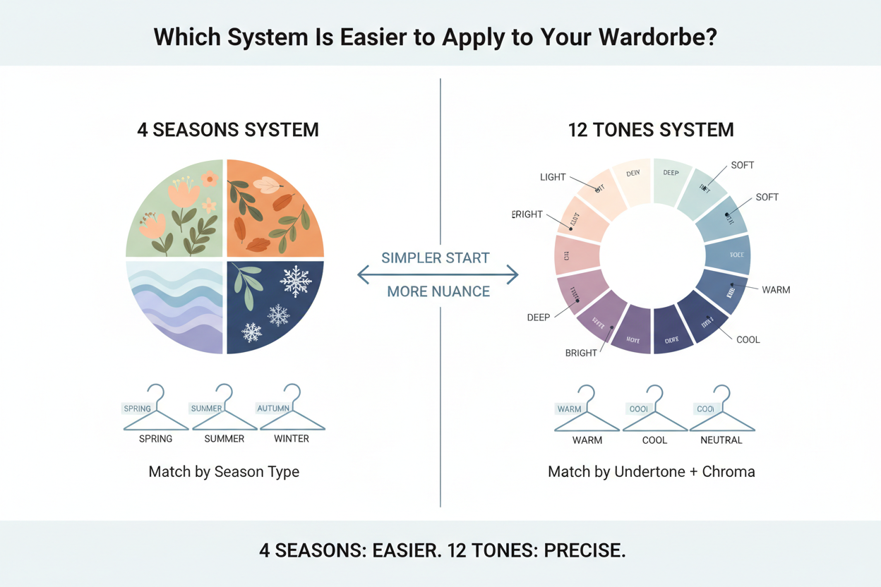 12 Season Color Analysis vs 16 Season section visual for Which System Is Easier to Apply to Your Wardrobe?