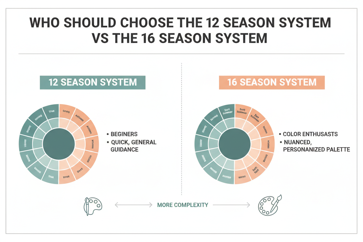 12 Season Color Analysis vs 16 Season section visual for Who Should Choose the 12 Season System vs the 16 Season System