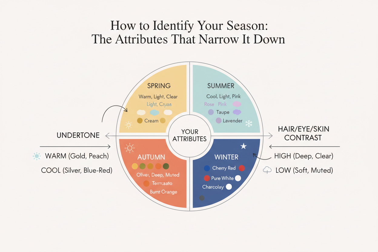 16 Season Color Analysis Explained section visual for How to Identify Your Season: The Attributes That Narrow It Down