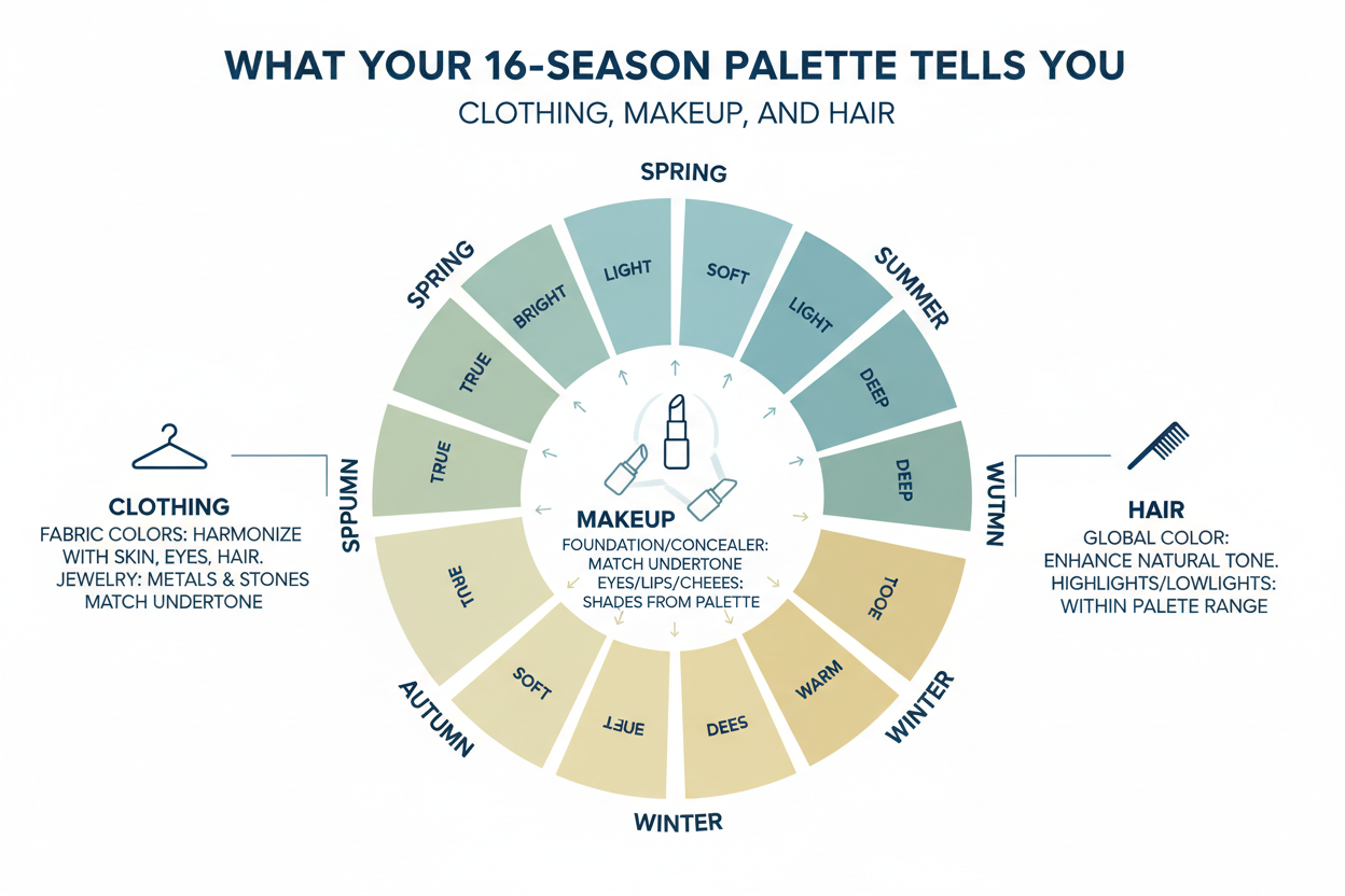 16 Season Color Analysis Explained section visual for What Your 16-Season Palette Tells You About Clothing, Makeup, and Hair