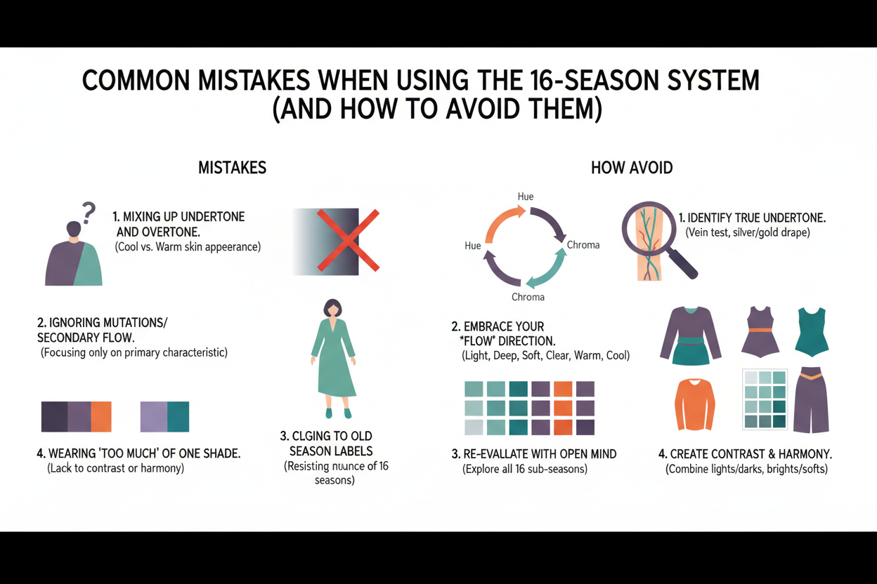 16 Season Color Analysis Explained section visual for Common Mistakes When Using the 16-Season System (and How to Avoid Them)