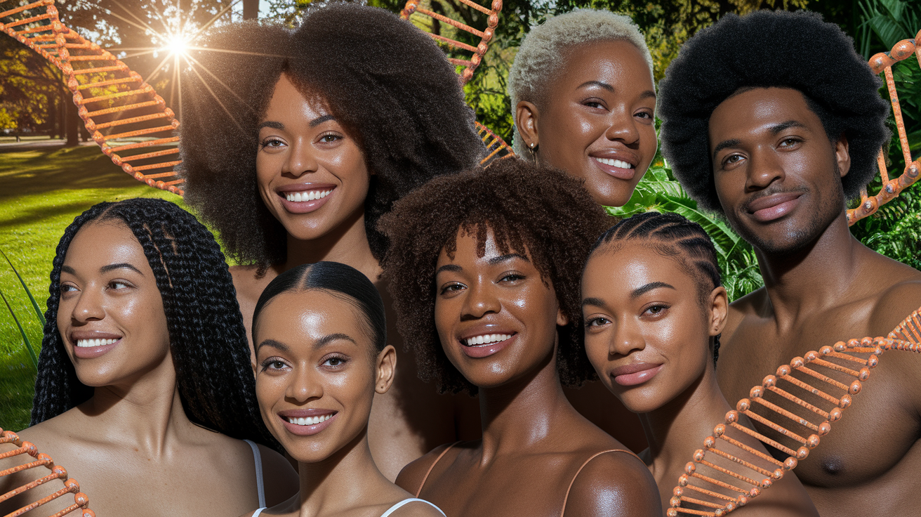 Scientific illustration of amber skin tone glow and light reflection properties