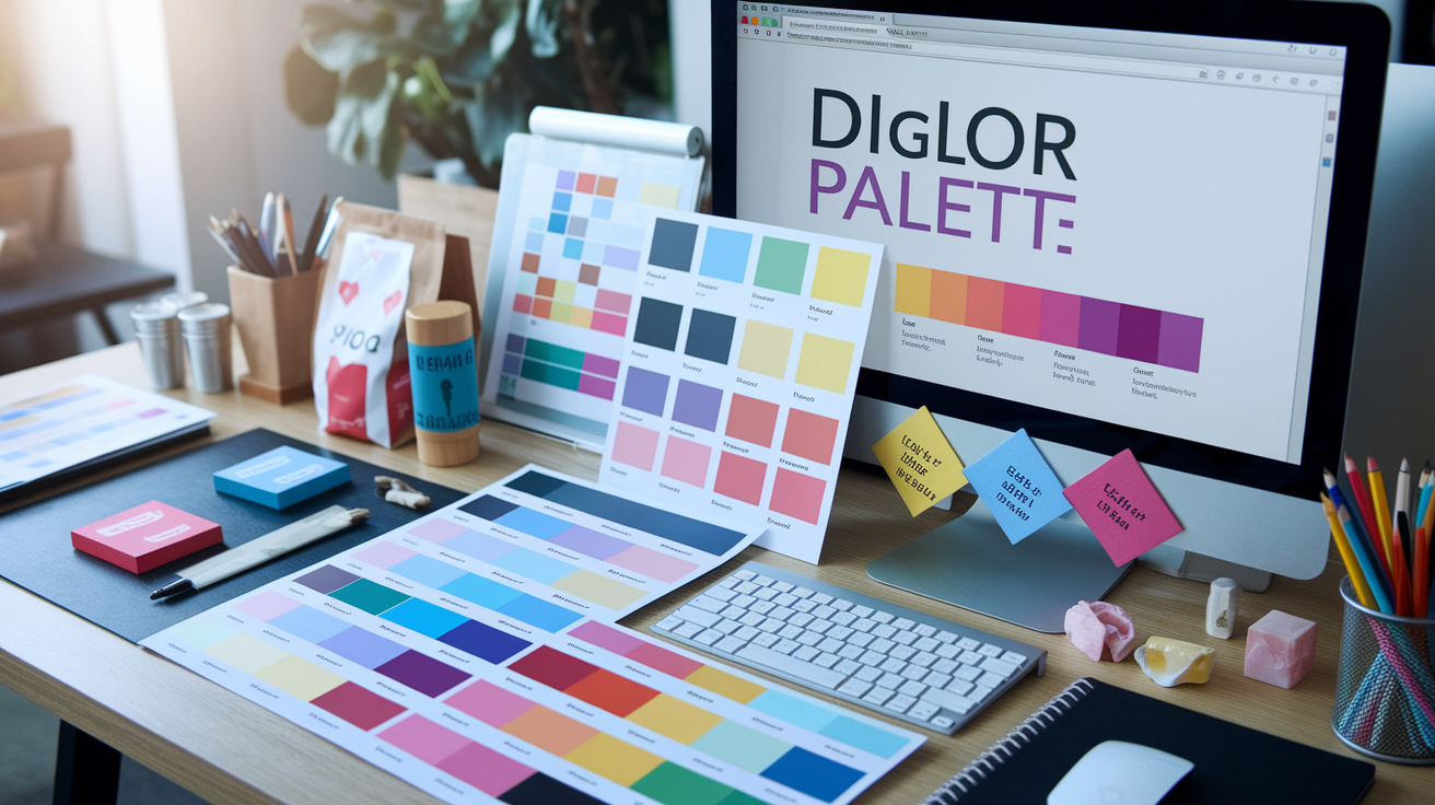 Practical application of brand color palettes across different media and platforms
