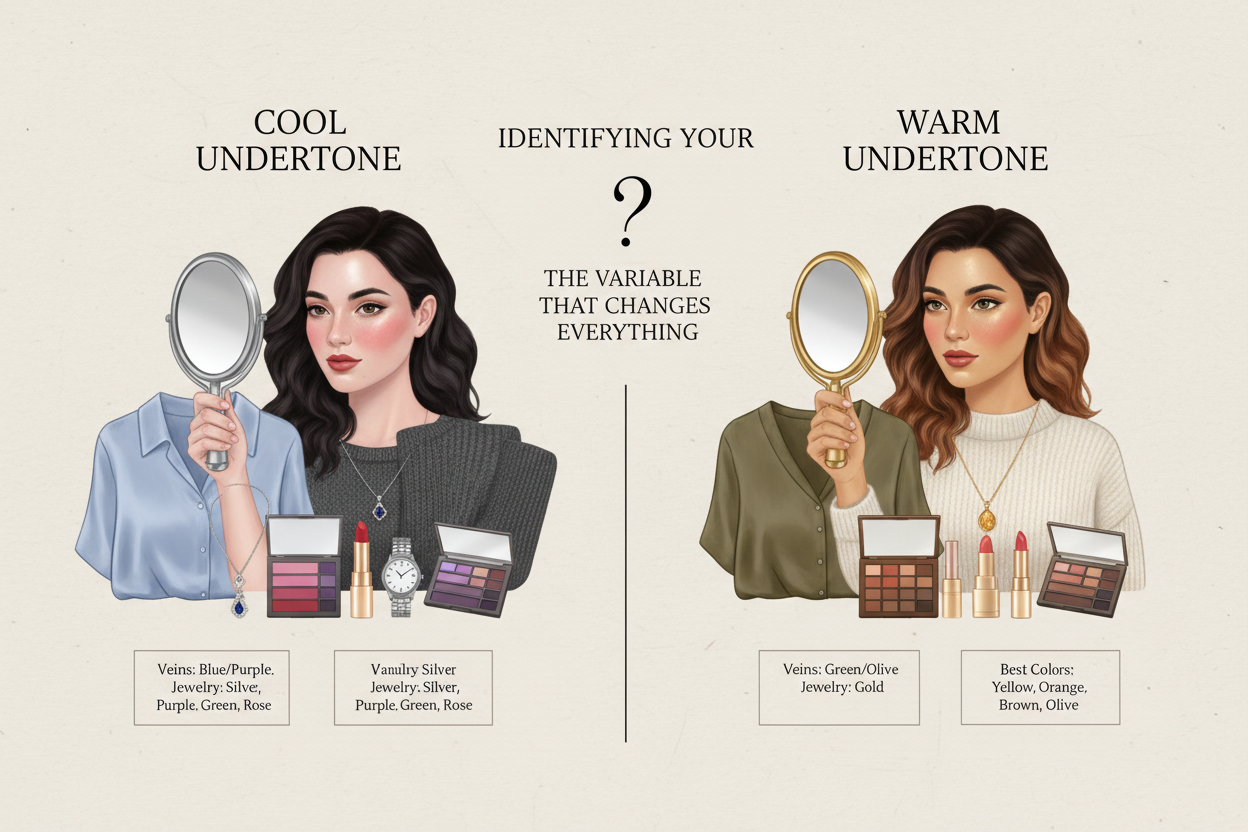 Best Clothing Colors for Brunettes With Fair Skin section visual for Identifying Your Undertone: The Variable That Changes Everything