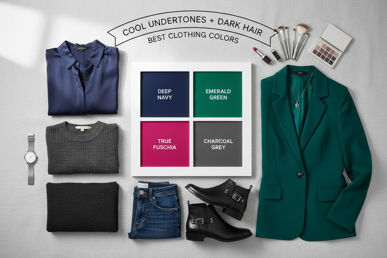 Best Clothing Colors for Brunettes With Fair Skin section visual for Clothing Colors for Cool-Undertoned Fair Skin With Dark Hair