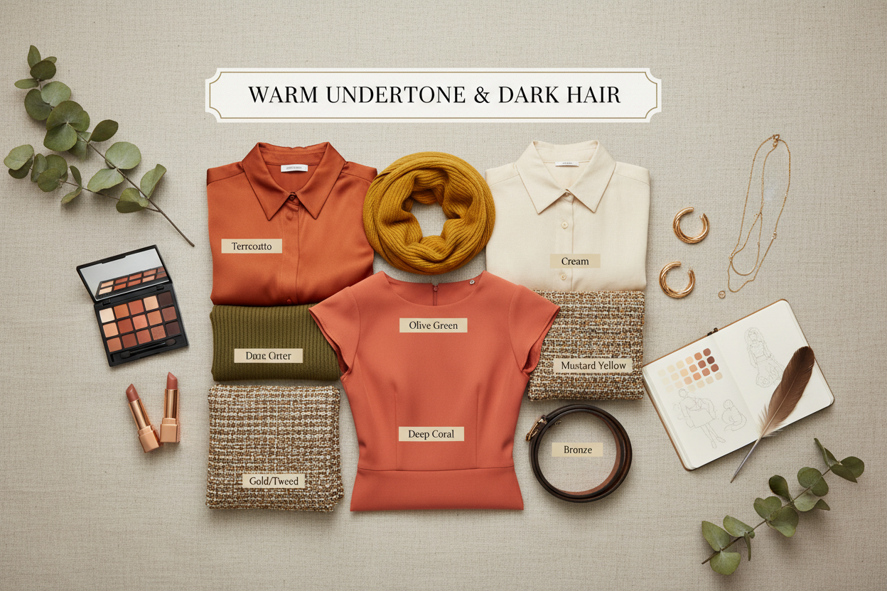 Best Clothing Colors for Brunettes With Fair Skin section visual for Clothing Colors for Warm-Undertoned Fair Skin With Dark Hair