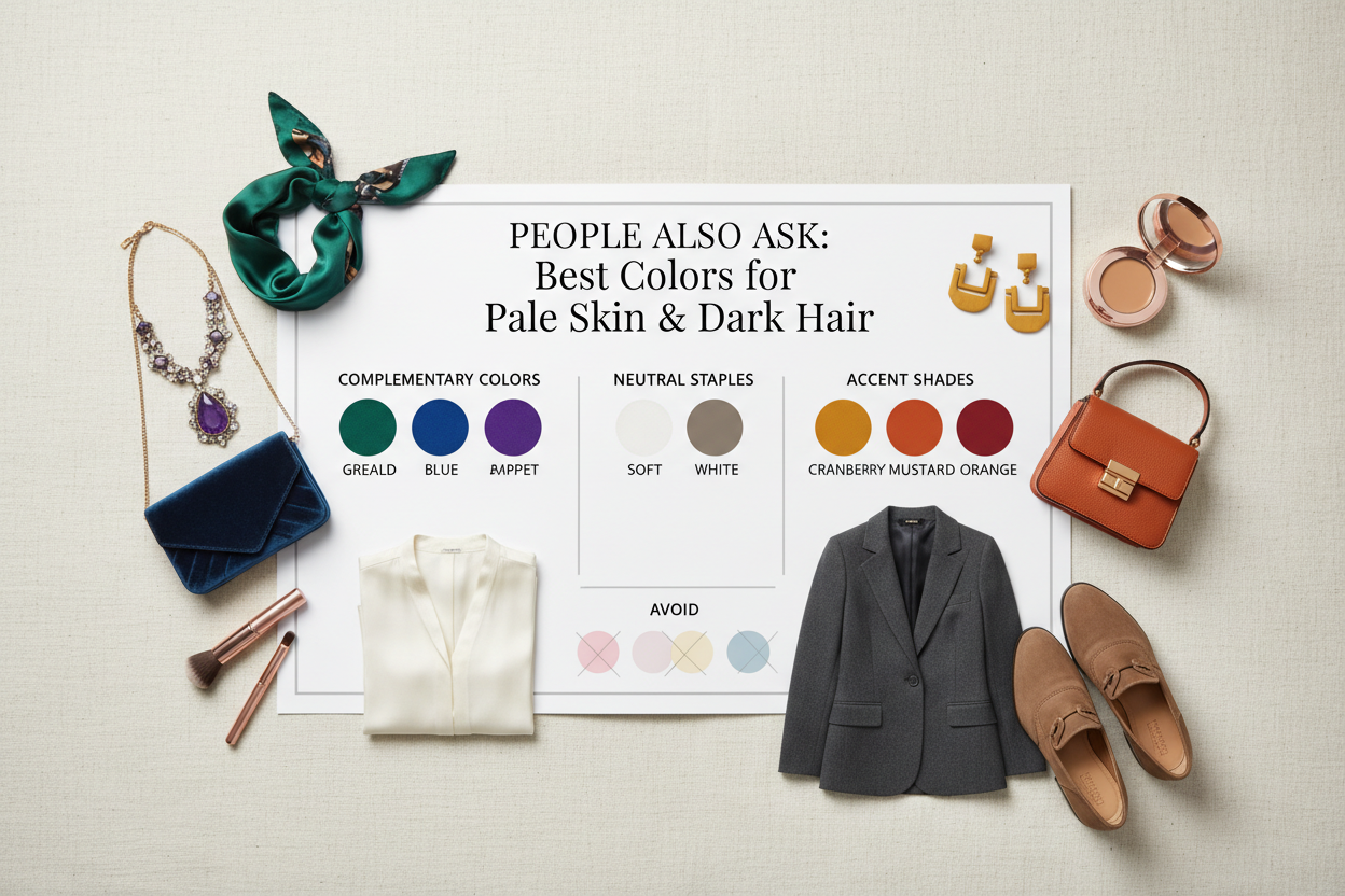 Best Clothing Colors for Brunettes With Fair Skin section visual for People Also Ask