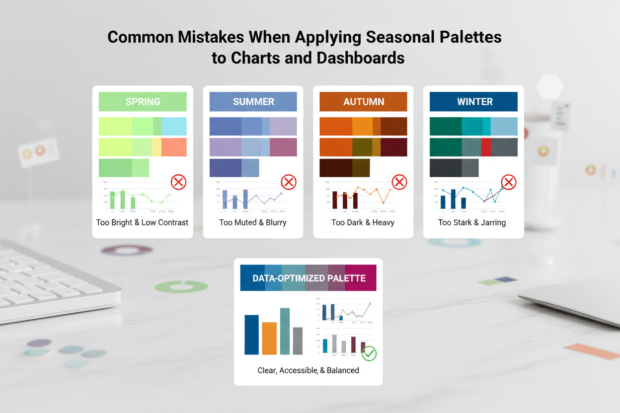 Best Color Palettes for Data Visualization section visual for Common Mistakes When Applying Seasonal Palettes to Charts and Dashboards