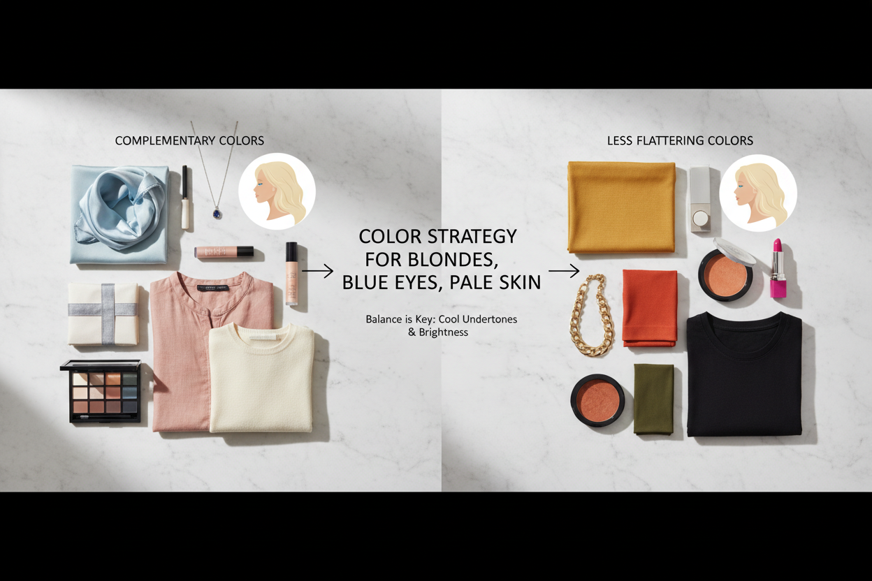 Best Colors for Blondes With Blue Eyes and Pale Skin section visual for Why This Color Combination Needs a Specific Strategy