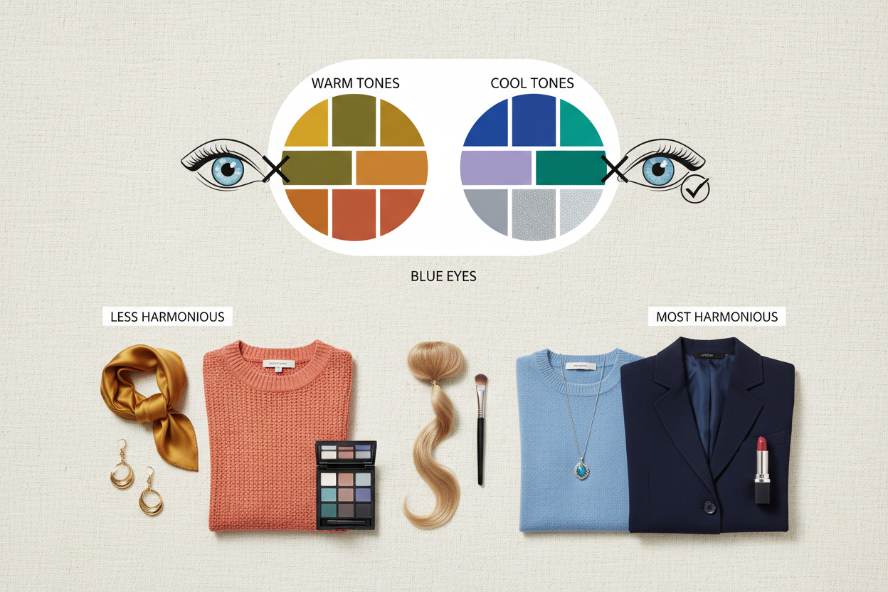 Best Colors for Blondes With Blue Eyes and Pale Skin section visual for How Blue Eyes Change the Color Equation