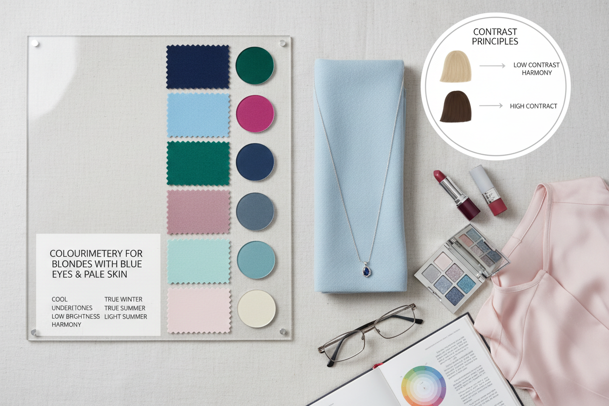Best Colors for Blondes With Blue Eyes and Pale Skin section visual for Colourimetry Principles Behind These Recommendations
