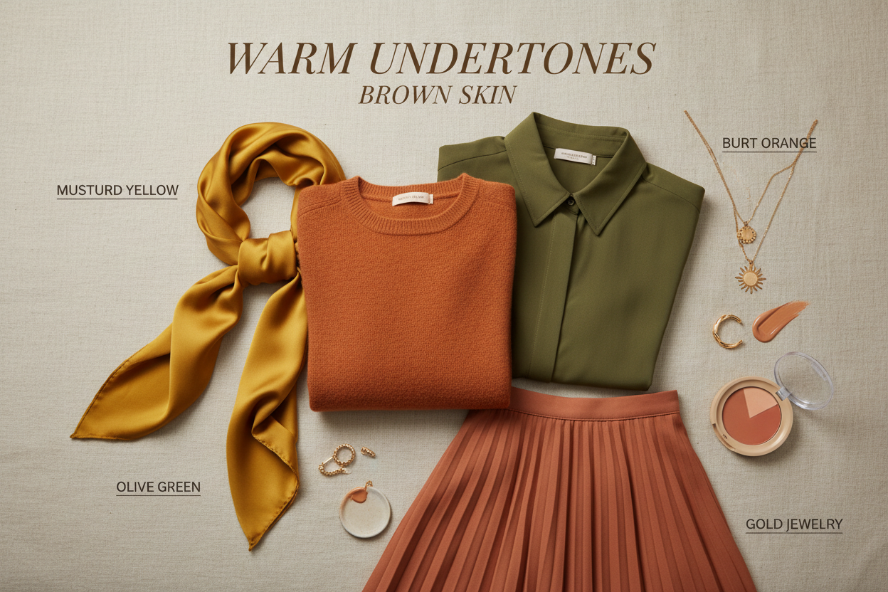 Best Colors for Brown Skin Tone section visual for Best Clothing Colors for Brown Skin With Warm Undertones
