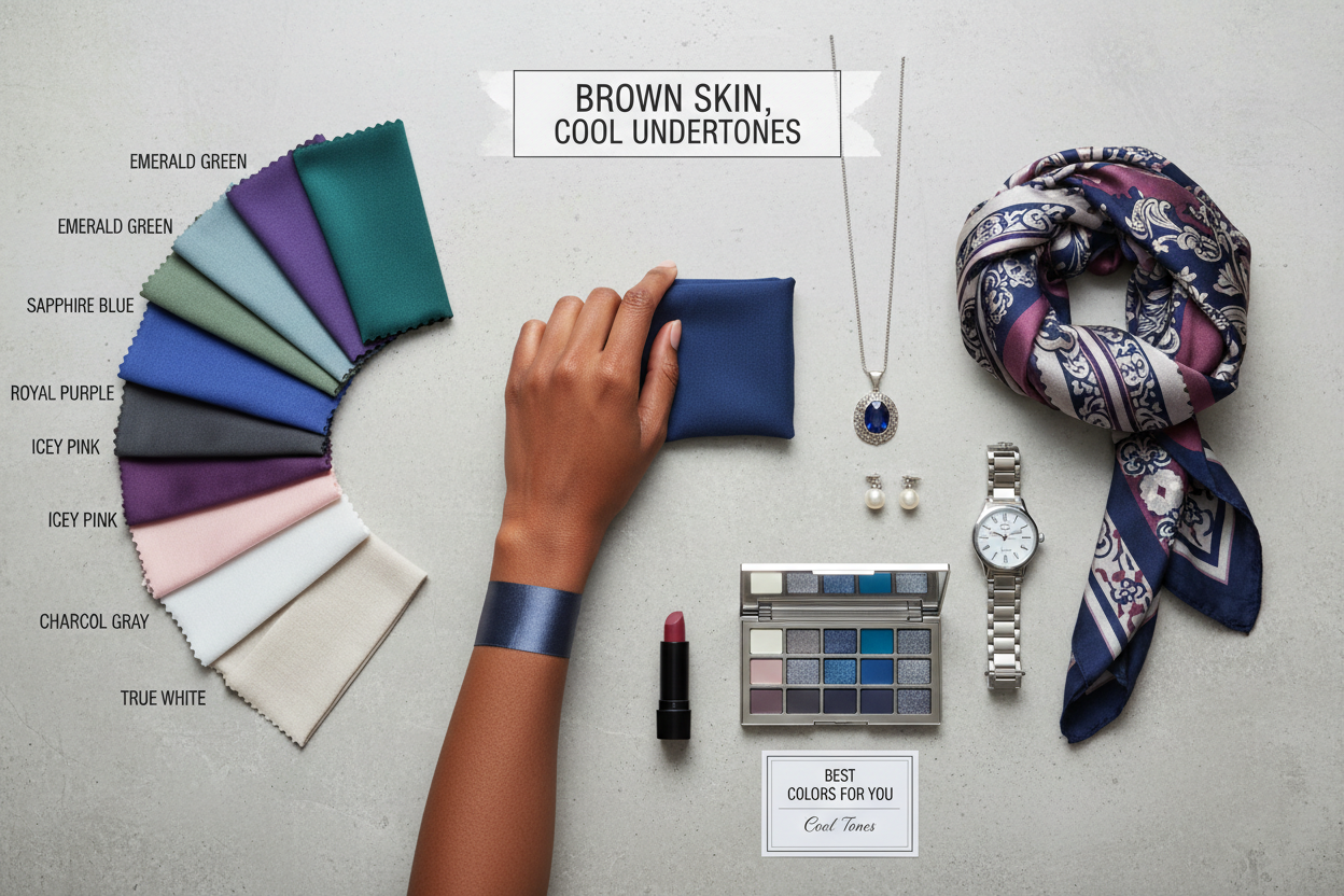 Best Colors for Brown Skin Tone section visual for Best Clothing Colors for Brown Skin With Cool Undertones