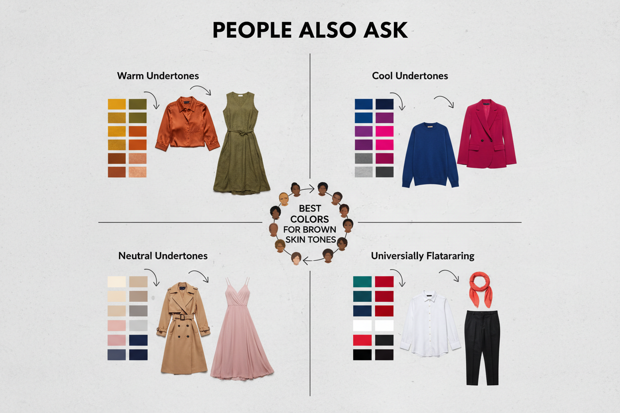 Best Colors for Brown Skin Tone section visual for People Also Ask