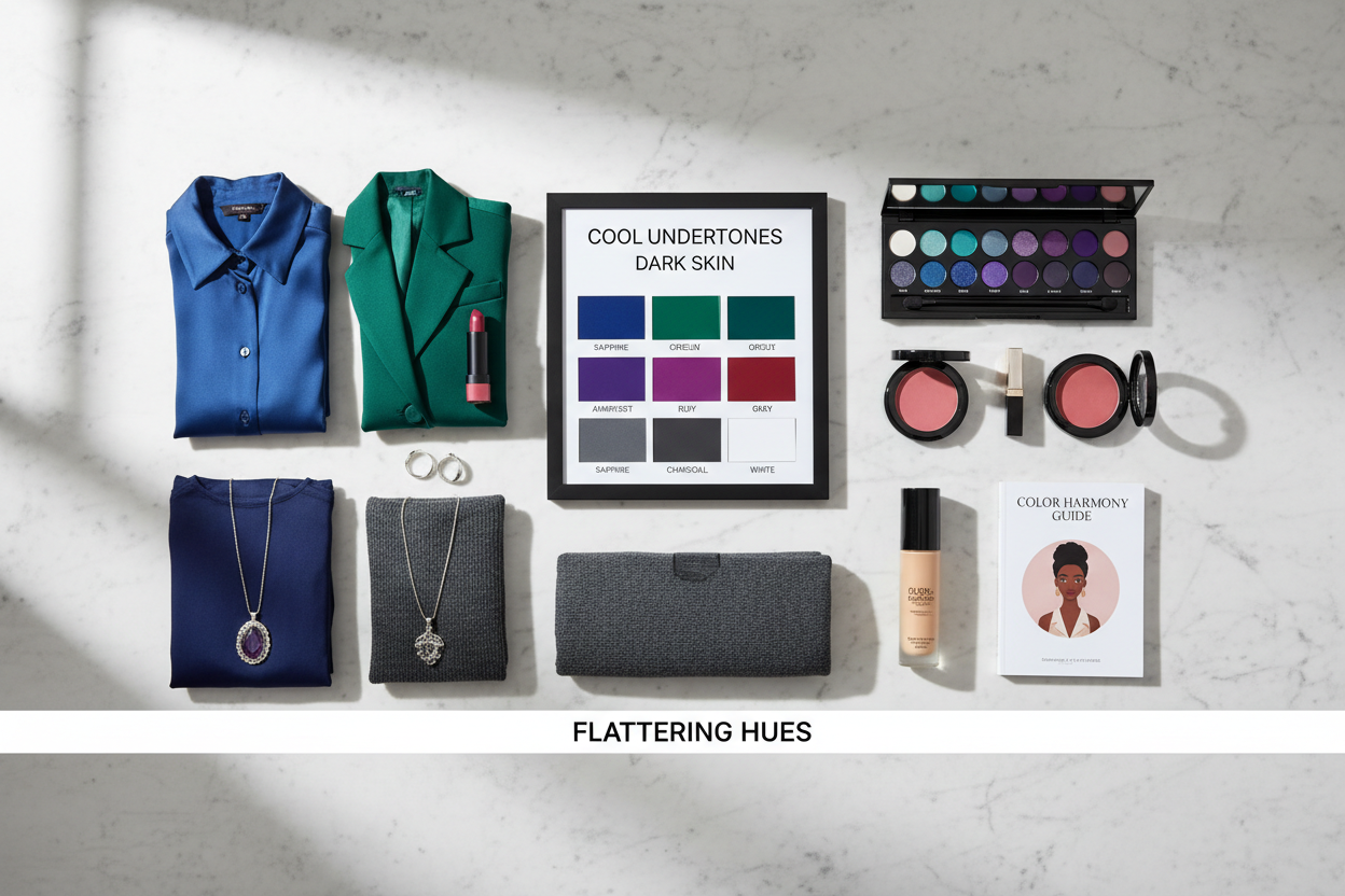 Best Colors for Dark Skin Female section visual for Best Colors for Cool Undertones in Dark Skin