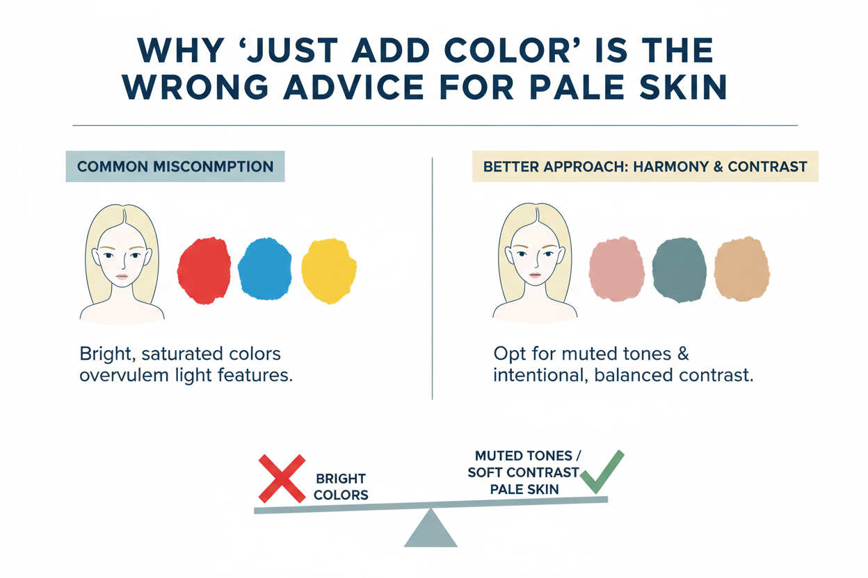 Best Colors for Pale Skin section visual for Why 'Just Add Color' Is the Wrong Advice for Pale Skin