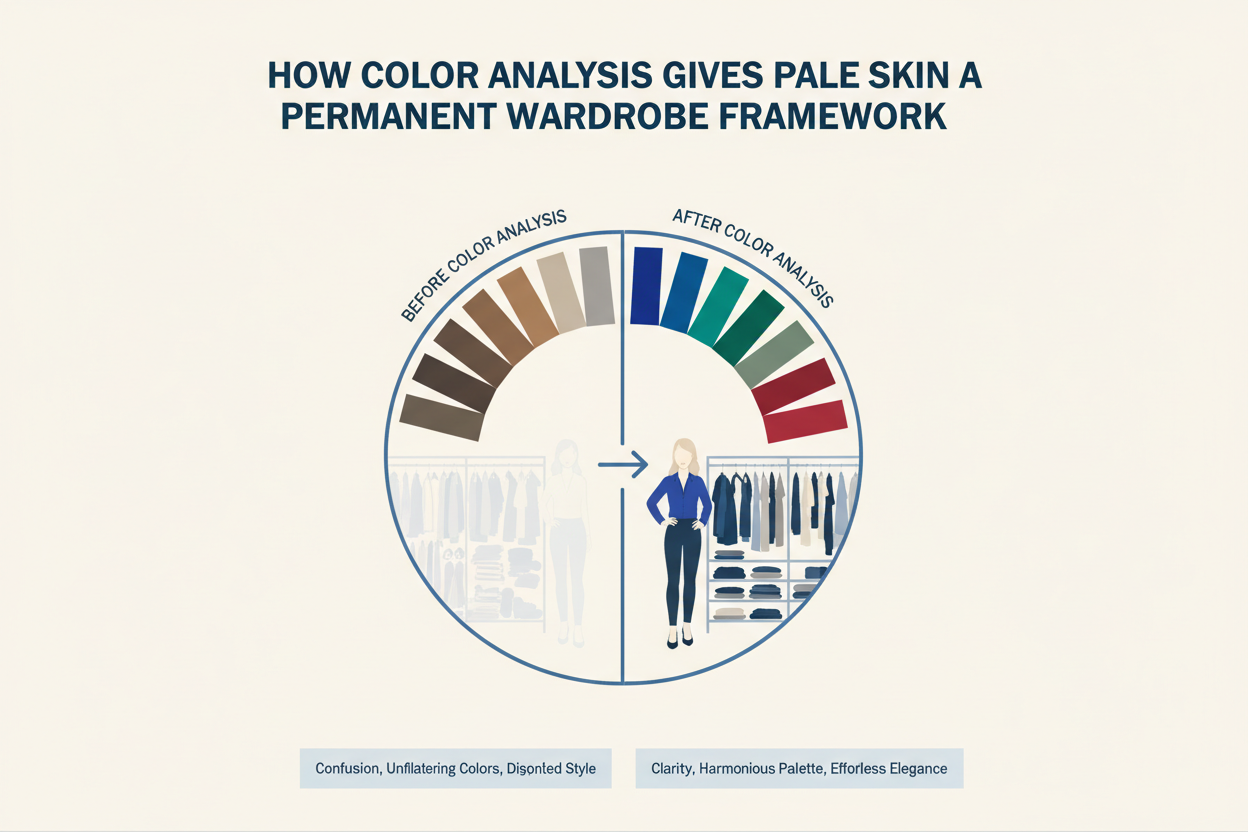 Best Colors for Pale Skin section visual for How Color Analysis Gives Pale Skin a Permanent Wardrobe Framework
