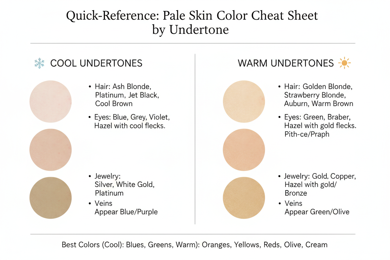 Best Colors for Pale Skin section visual for Quick-Reference: Pale Skin Color Cheat Sheet by Undertone