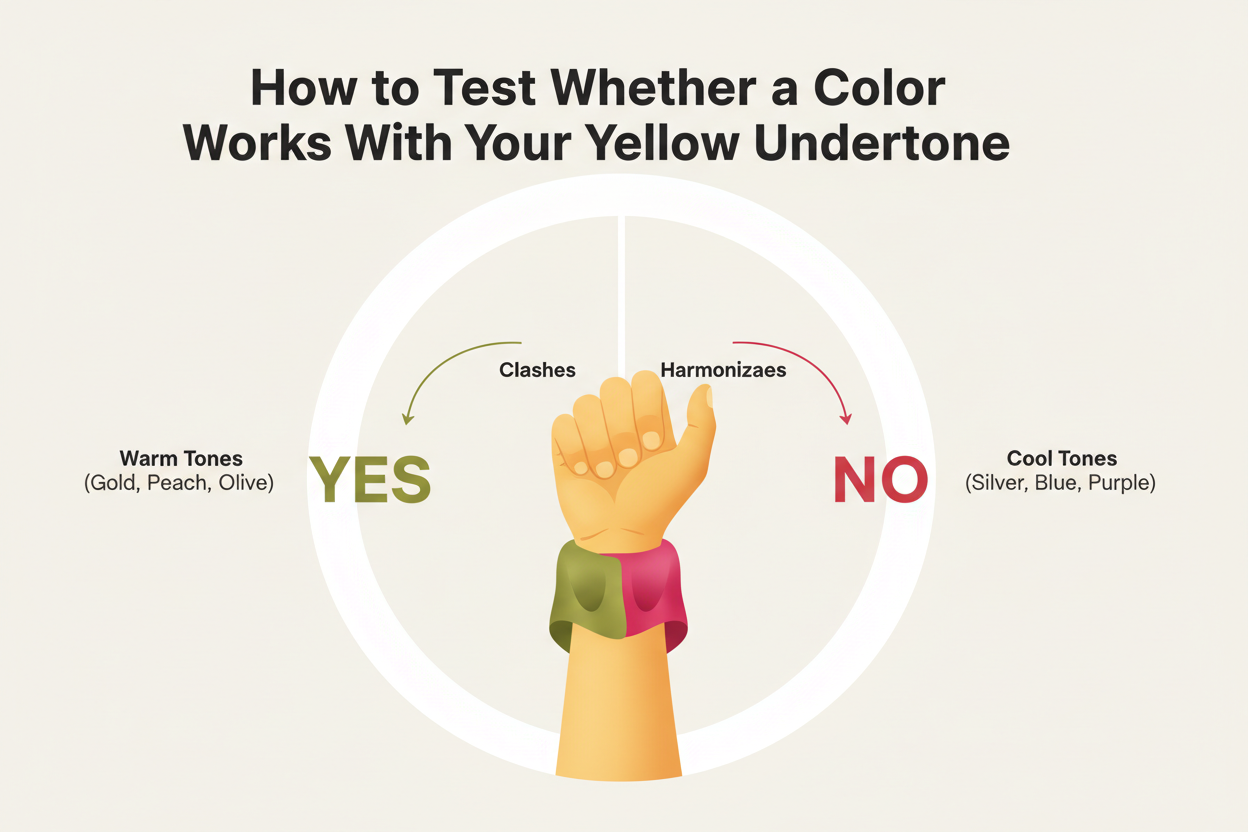 Best Colors for Yellow Undertone Skin section visual for How to Test Whether a Color Works With Your Yellow Undertone