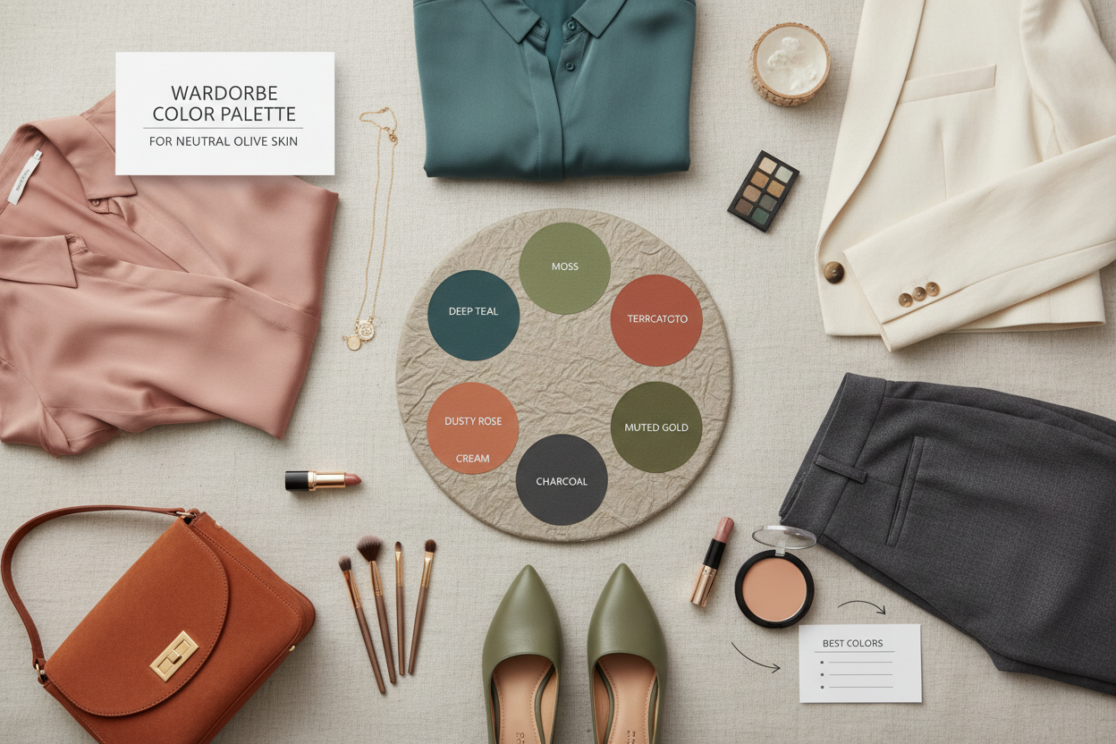 Best Colors for Neutral Olive Skin section visual for Wardrobe Color Palette for Neutral Olive Skin