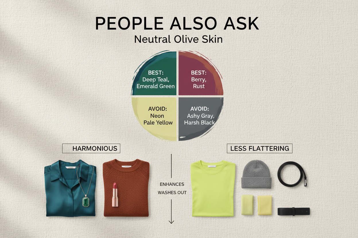 Best Colors for Neutral Olive Skin section visual for People Also Ask