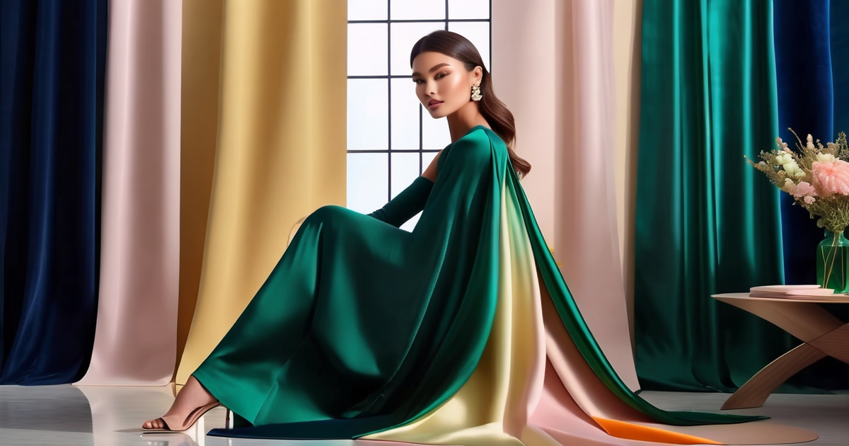 Realistic fair-skinned woman wearing flattering colors that complement pale skin tones, showcasing jewel tones, soft pastels, and neutral colors