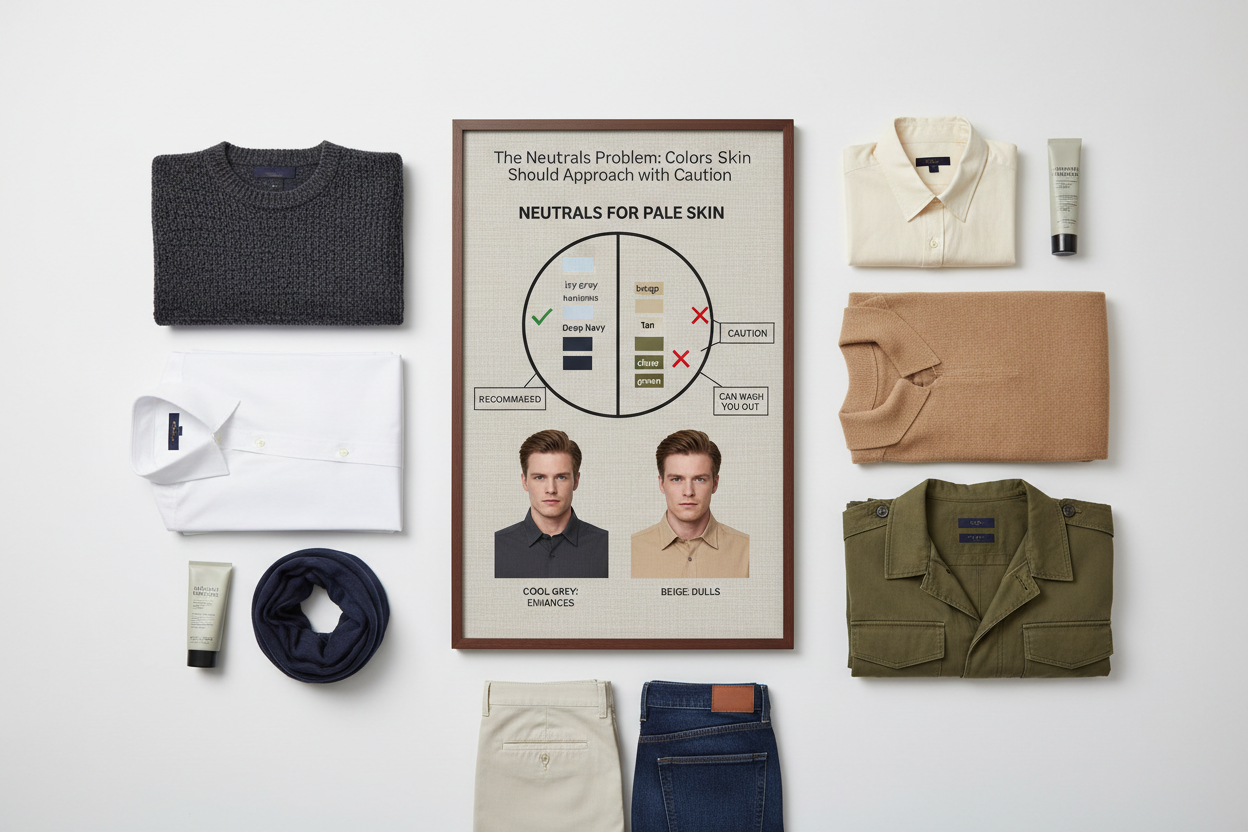 Best Shirt Colors for Pale Skin section visual for The Neutrals Problem: Colors Pale Skin Men Should Approach with Caution