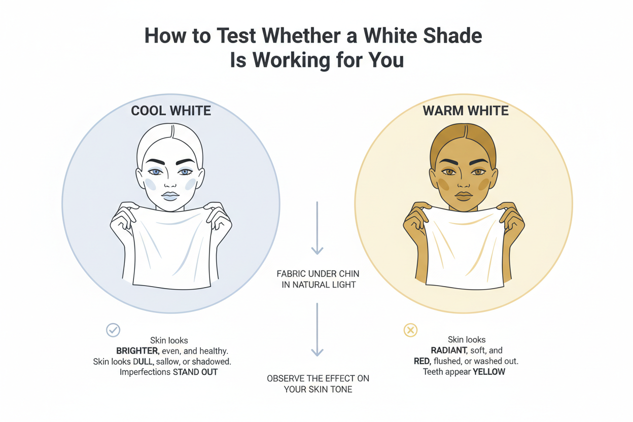 Best White Shades for Each Color Season section visual for How to Test Whether a White Shade Is Working for You
