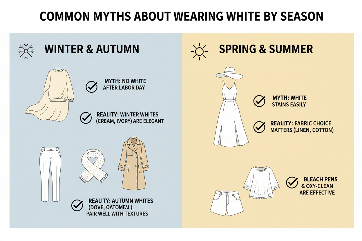 Best White Shades for Each Color Season section visual for Common Myths About Wearing White by Season