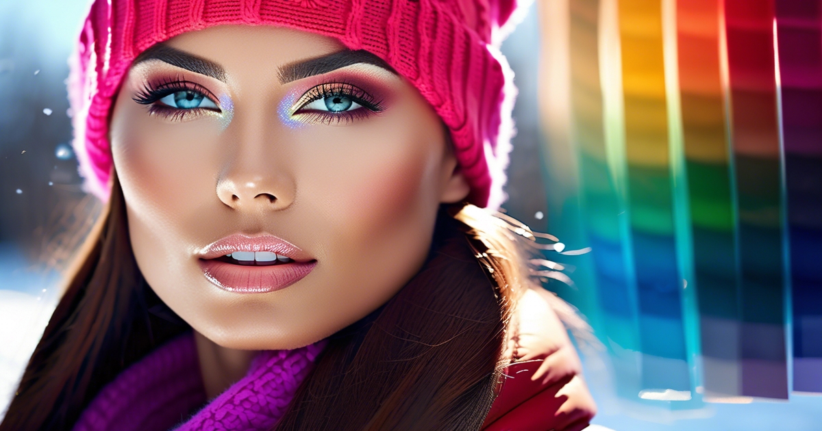 Realistic portrait of woman with high contrast coloring demonstrating bright winter characteristics - cool undertones and sharp features