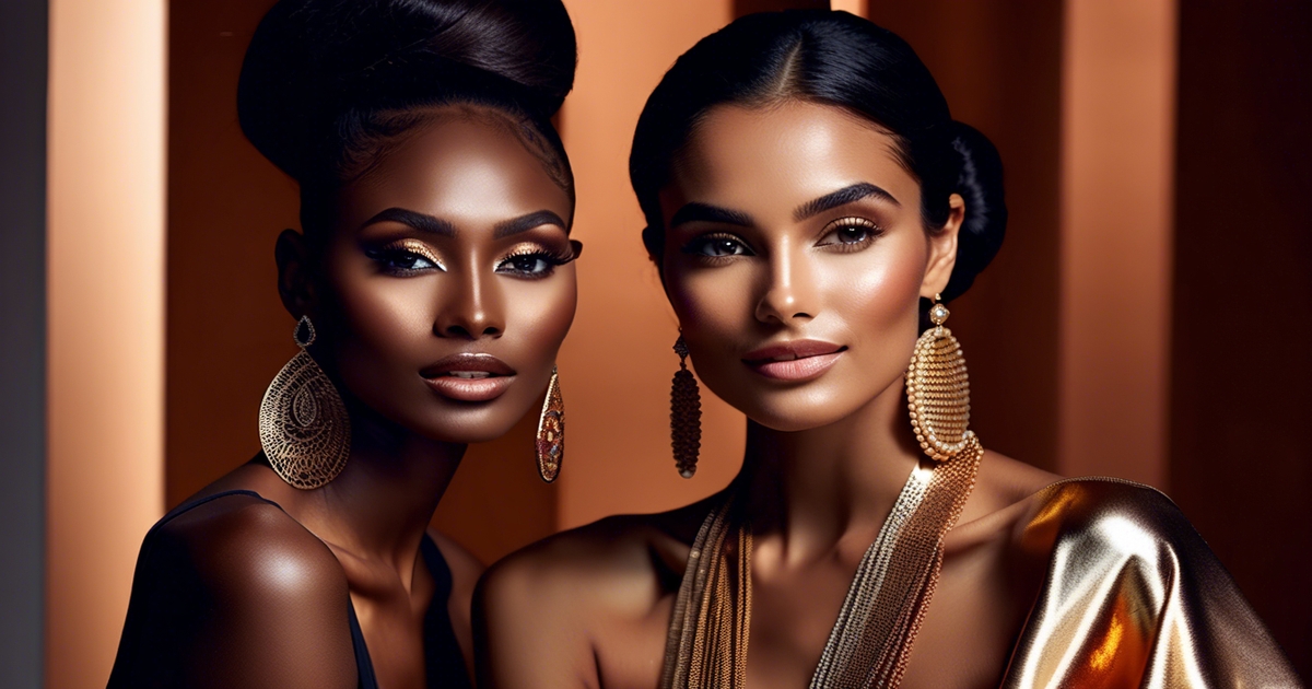 Realistic portrait of woman with brown skin demonstrating undertone testing methods