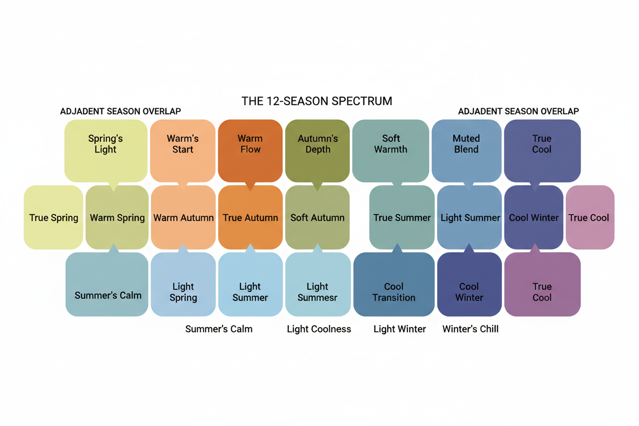 Can You Be Between Two Color Seasons section visual for The 12-Season Spectrum and Where Adjacent Seasons Overlap