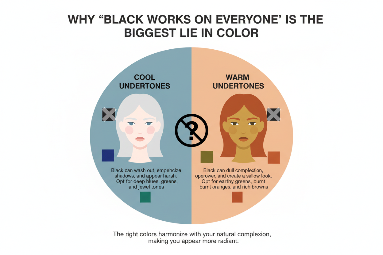 Can You Wear Black in Every Color Season section visual for Why 'Black Works on Everyone' Is the Biggest Lie in Color