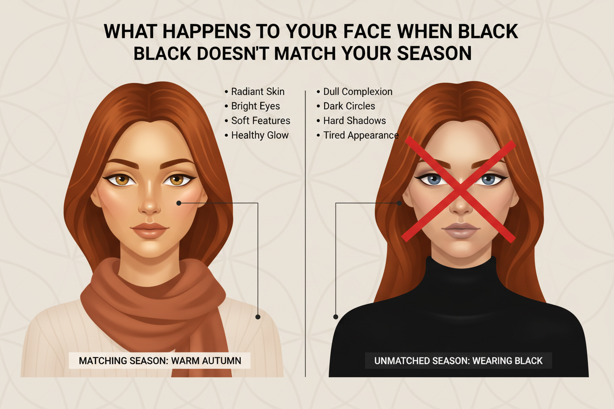 Can You Wear Black in Every Color Season section visual for What Happens to Your Face When Black Doesn't Match Your Season