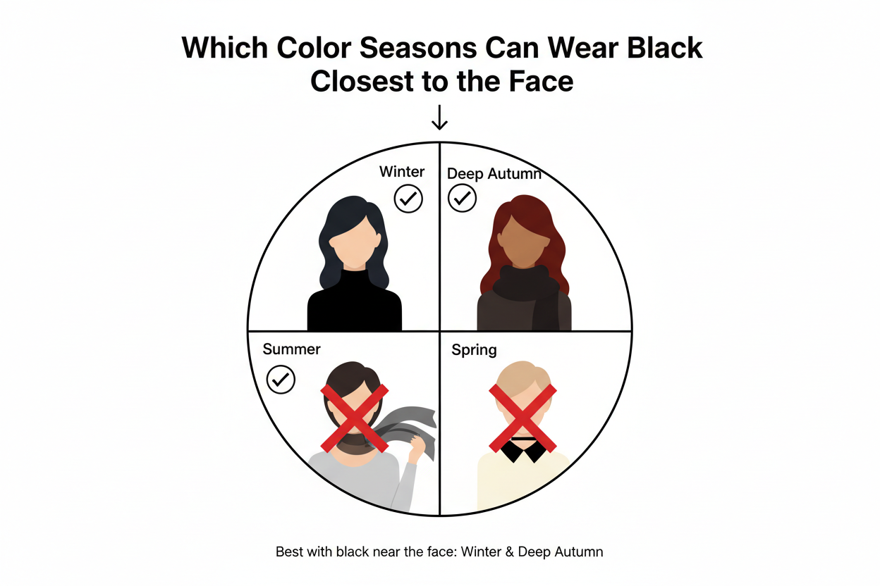 Can You Wear Black in Every Color Season section visual for Which Color Seasons Can Wear Black Closest to the Face