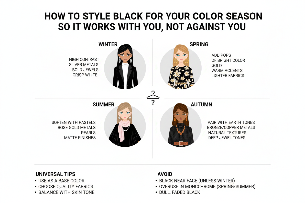 Can You Wear Black in Every Color Season section visual for How to Style Black for Your Color Season So It Works With You, Not Against You