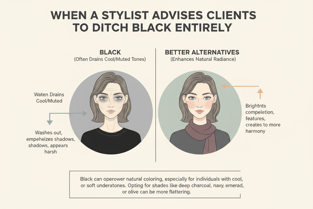 Can You Wear Black in Every Color Season section visual for When a Stylist Advises Clients to Ditch Black Entirely