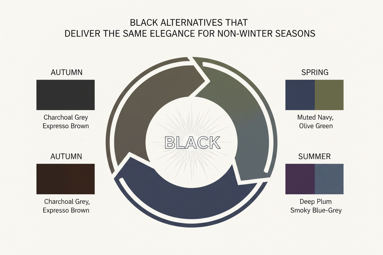 Can You Wear Black in Every Color Season section visual for Black Alternatives That Deliver the Same Elegance for Non-Winter Seasons