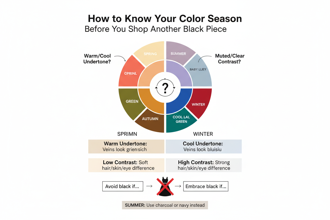 Can You Wear Black in Every Color Season section visual for How to Know Your Color Season Before You Shop Another Black Piece