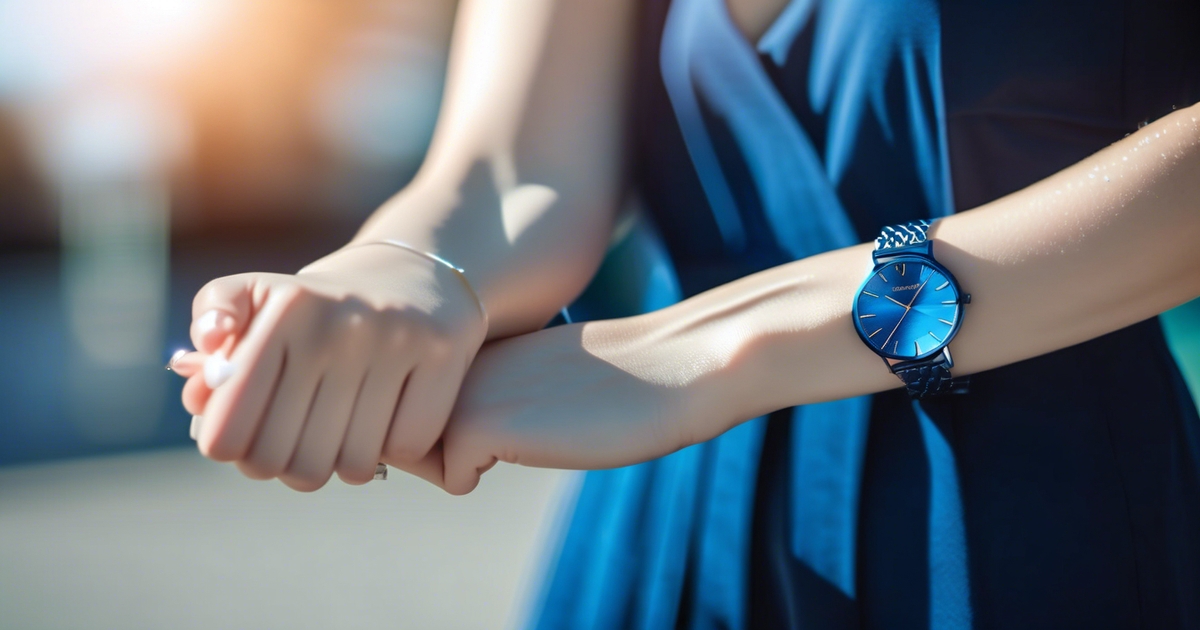 Realistic close-up of female wrist showing blue veins clearly visible for undertone analysis