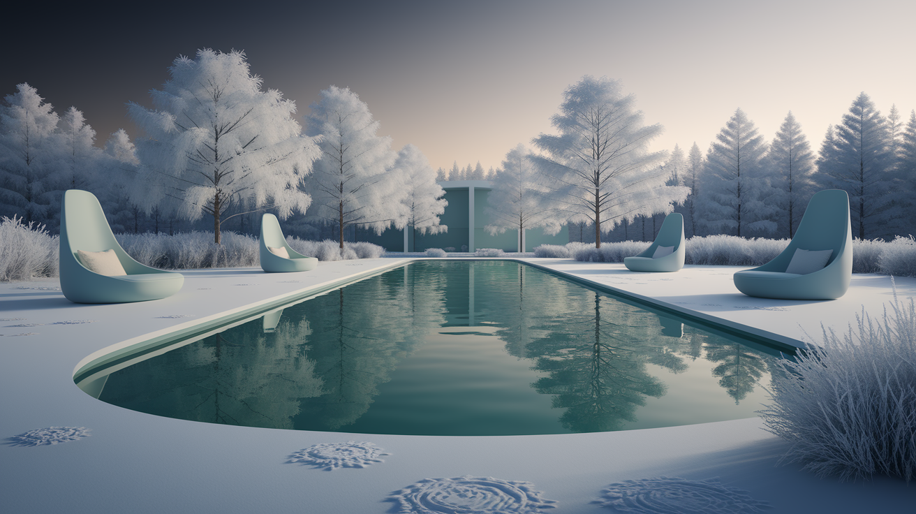Visual demonstration of cold color palette elements including blues, greens, and cool grays