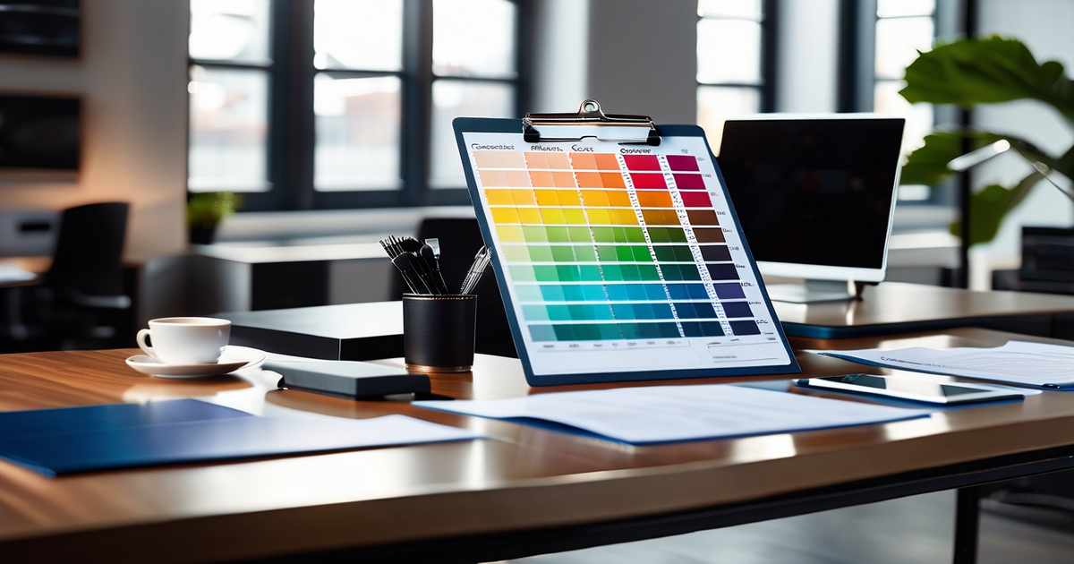 Realistic scene showing organized checklist for color analysis pricing factors