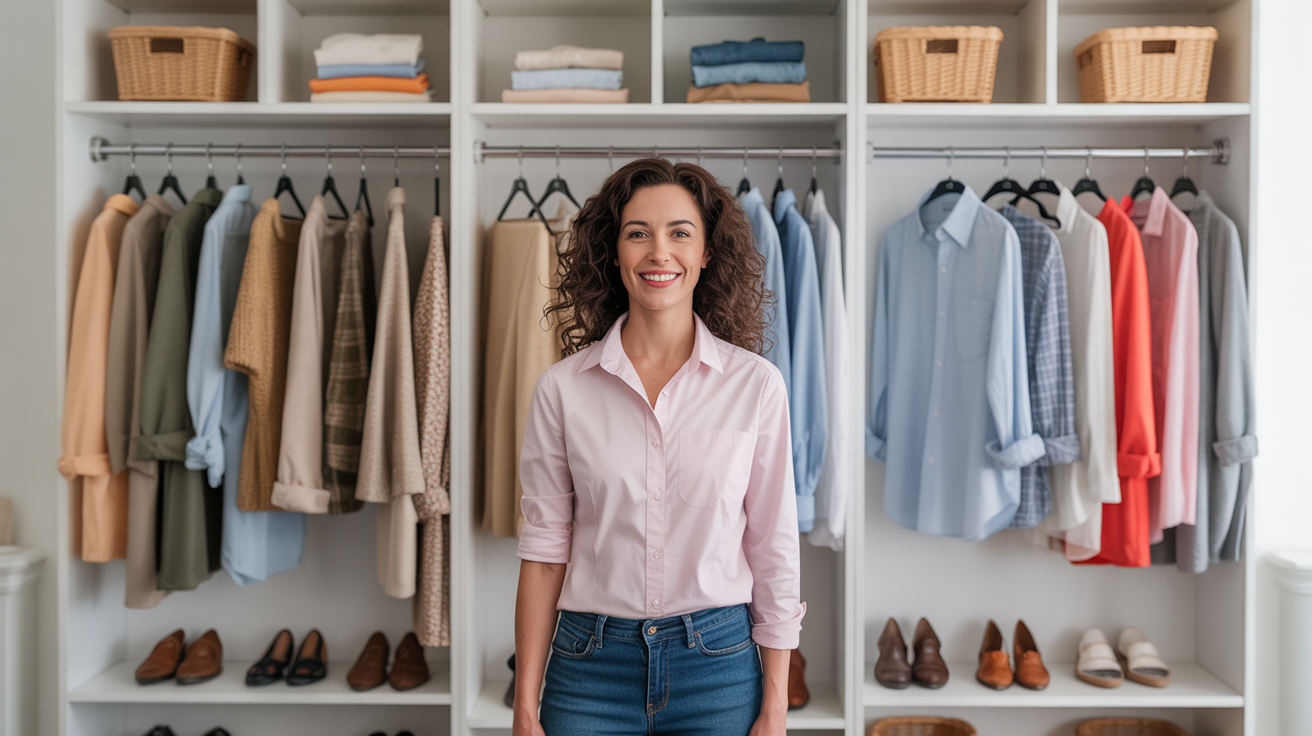 Personal impact of color analysis showing wardrobe transformation with cohesive colors and styling