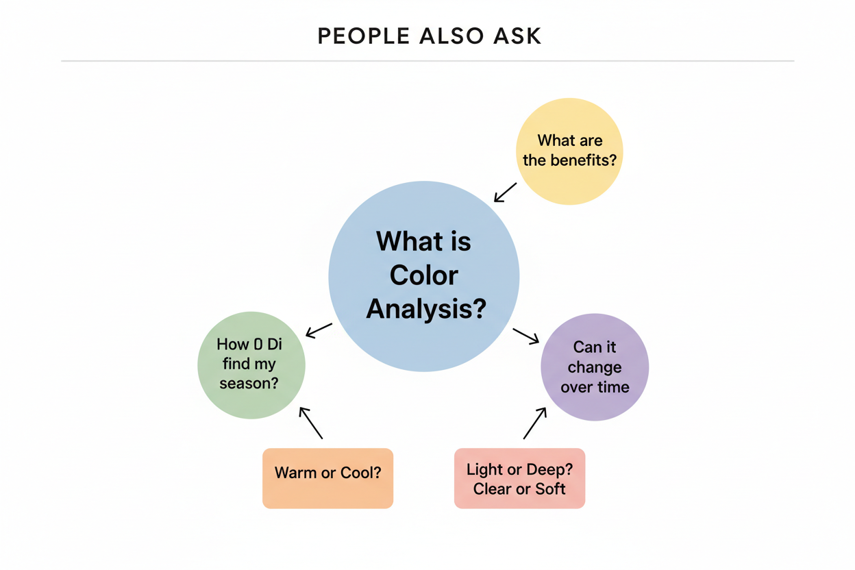 Color Palette Quiz vs Professional Draping section visual for People Also Ask