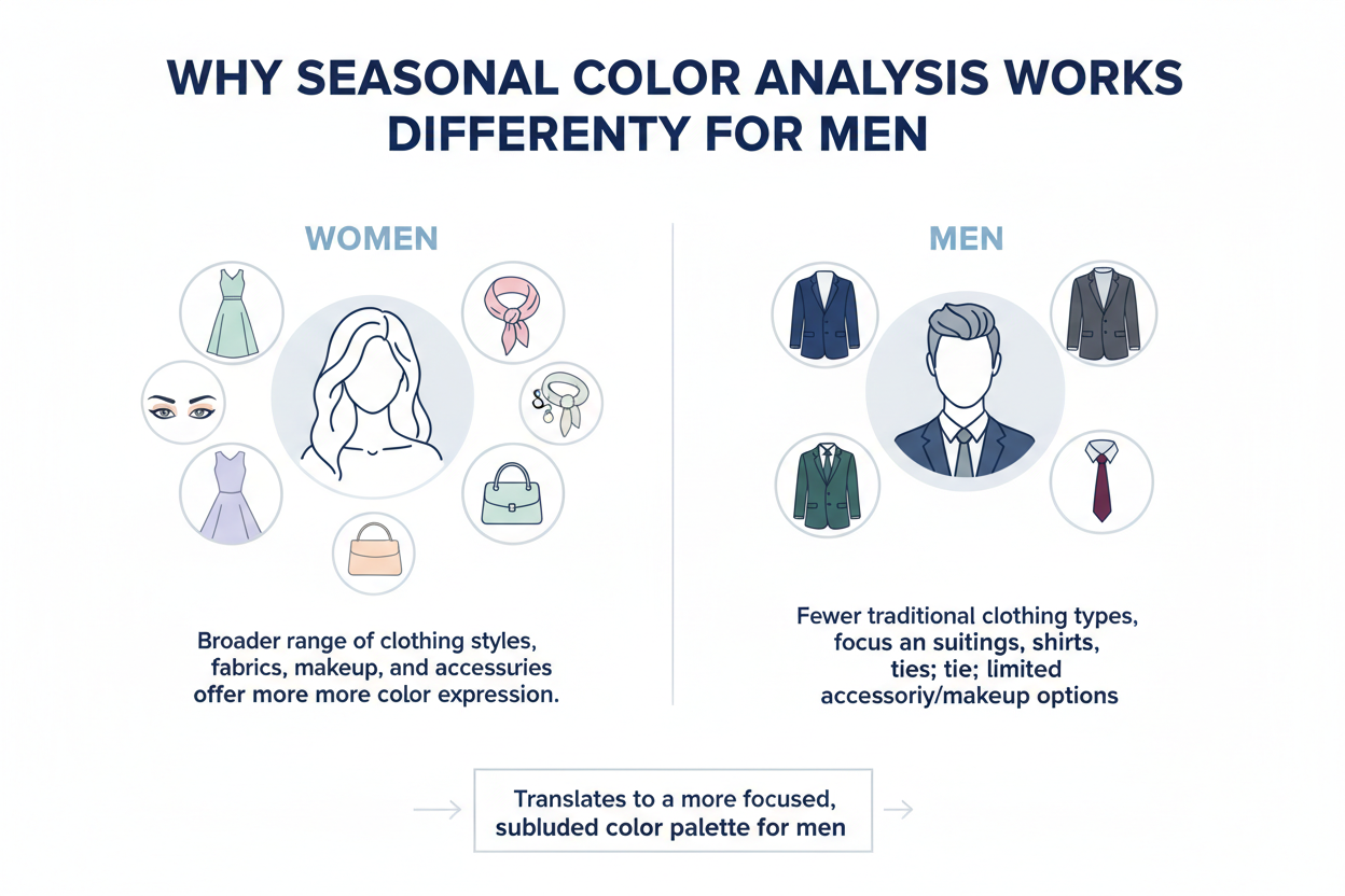 Color Season Quiz for Men section visual for Why Seasonal Color Analysis Works Differently for Men