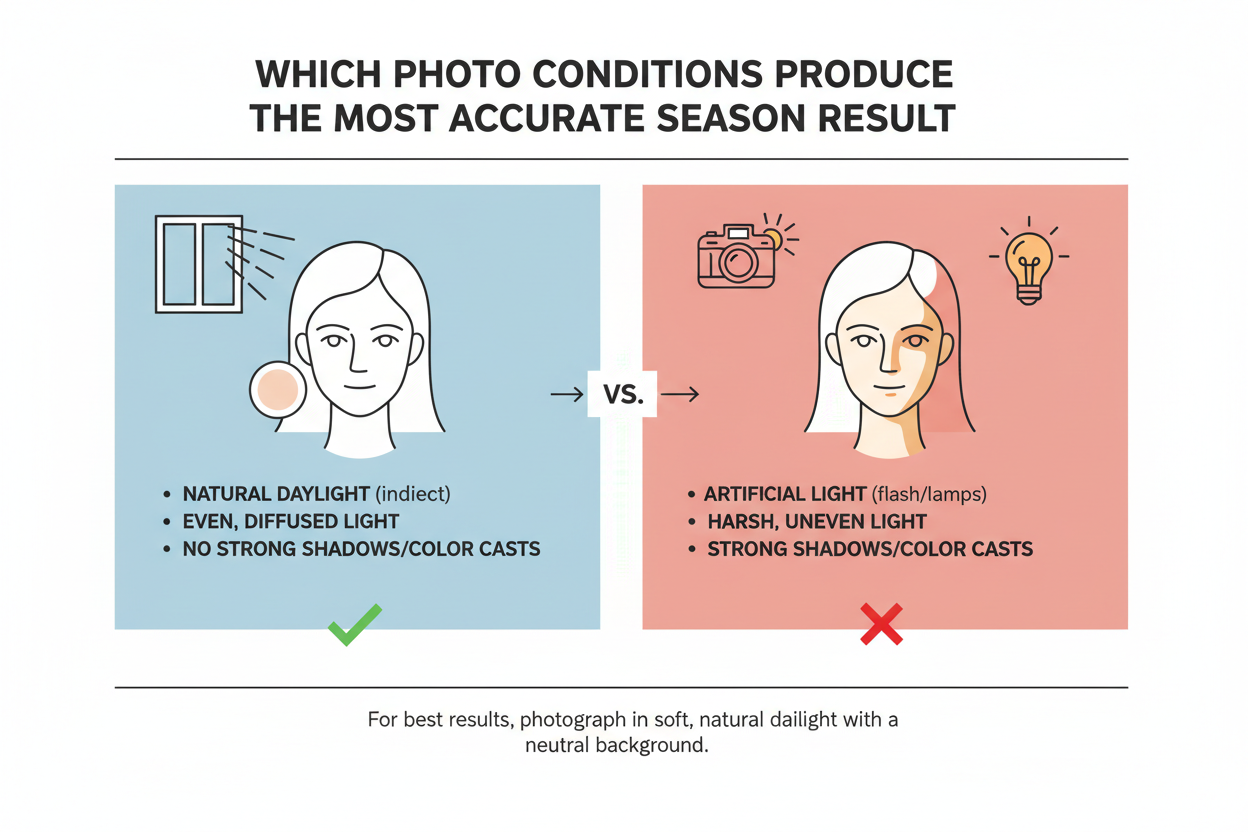 Color Season Quiz With Photo: Is It Reliable section visual for Which Photo Conditions Produce the Most Accurate Season Result