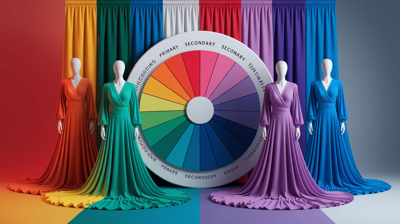 Color theory fundamentals showing color wheel and properties for clothing coordination