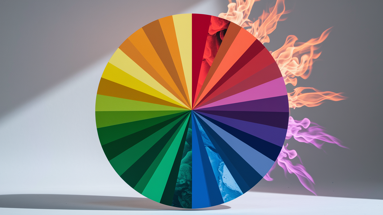 Color wheel showing the division between warm and cool colors with temperature associations
