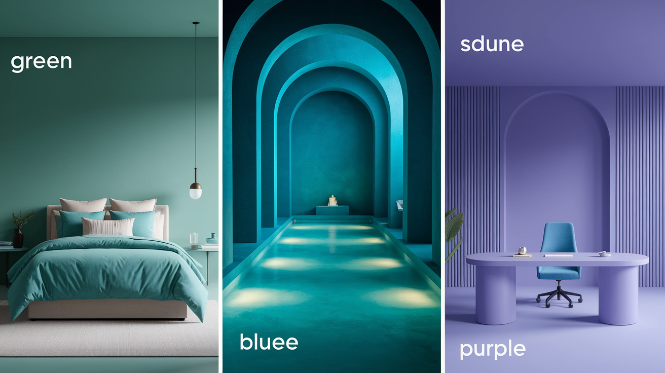 Cool color spectrum showing blues, greens, and purples and their calming effects